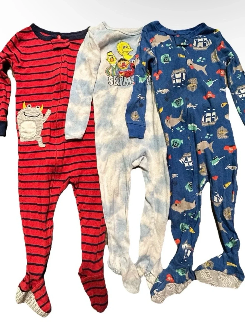 Toddler Boy Footie Pajamas Sesame Street Sharks Size 18-24 Months